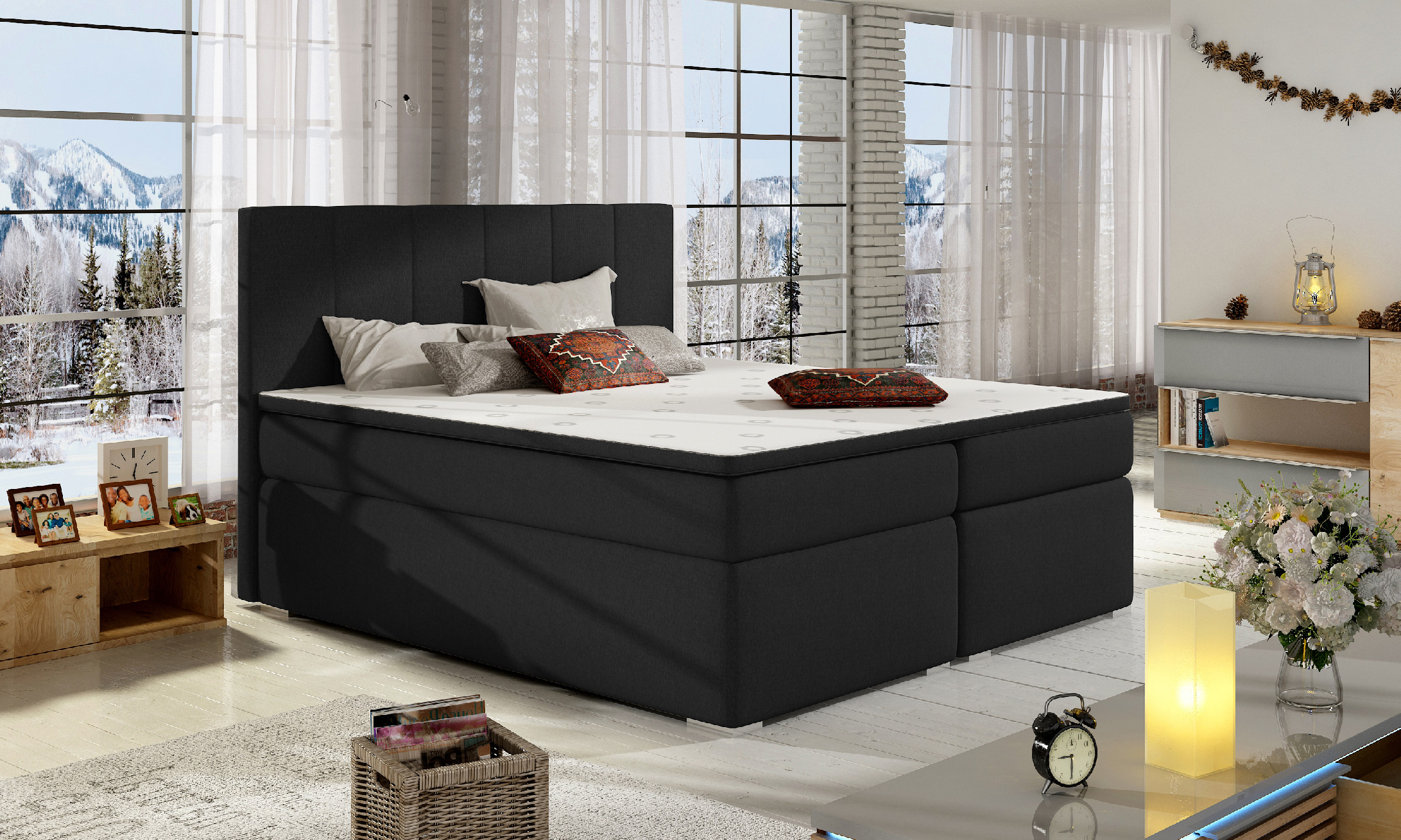 ArtElta Manželská posteľ BOLERO Boxspring | 160 x 200 cm Bolero rozmer: 160x200 cm, Bolero farba: Sawana 26 – Obrázok 3