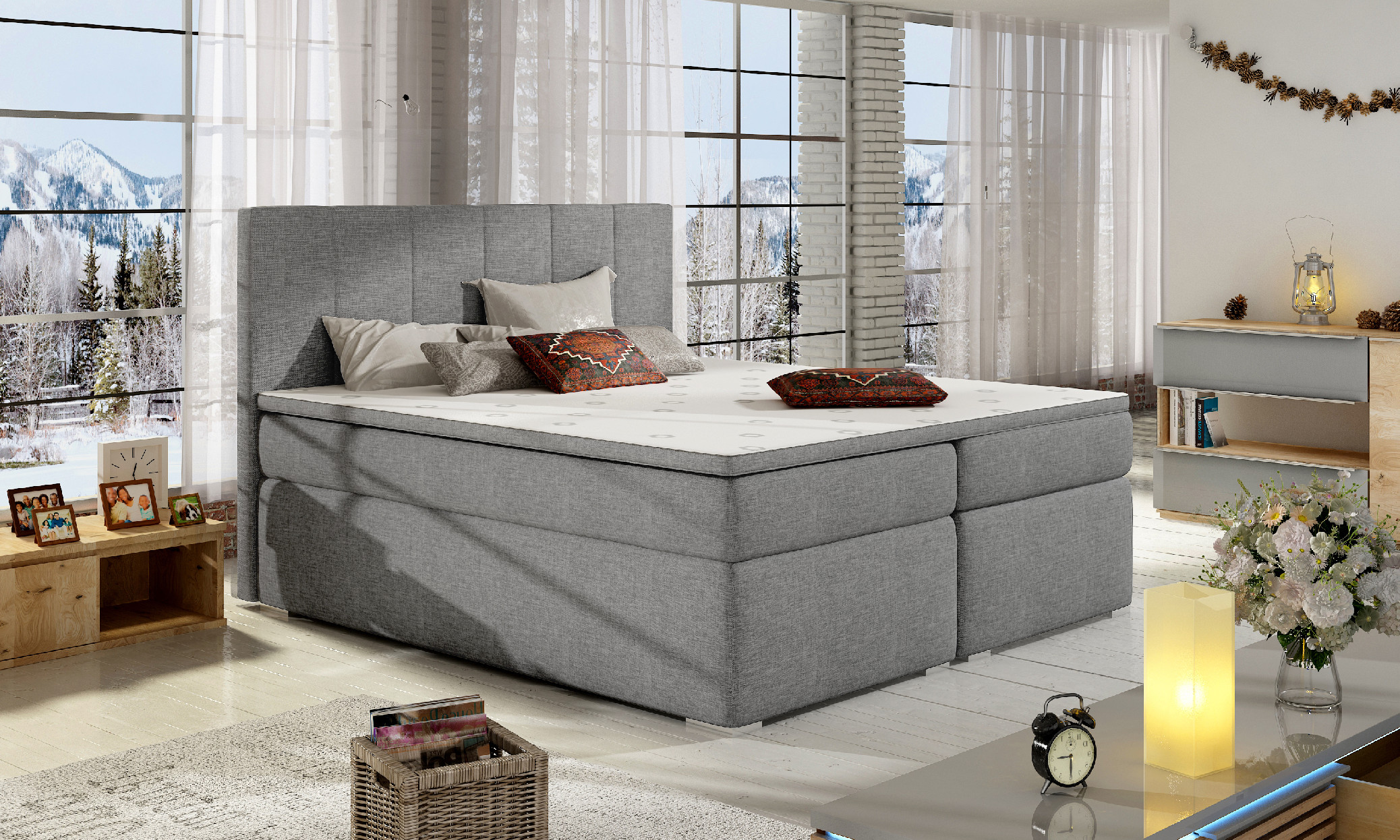ArtElta Manželská posteľ BOLERO Boxspring | 160 x 200 cm Bolero rozmer: 160x200 cm, Bolero farba: Sawana 26 – Obrázok 4