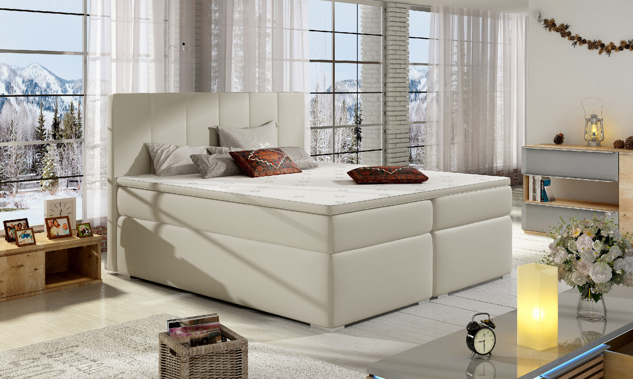ArtElta Manželská posteľ BOLERO Boxspring | 160 x 200 cm Bolero rozmer: 160x200 cm, Bolero farba: Sawana 26 – Obrázok 6