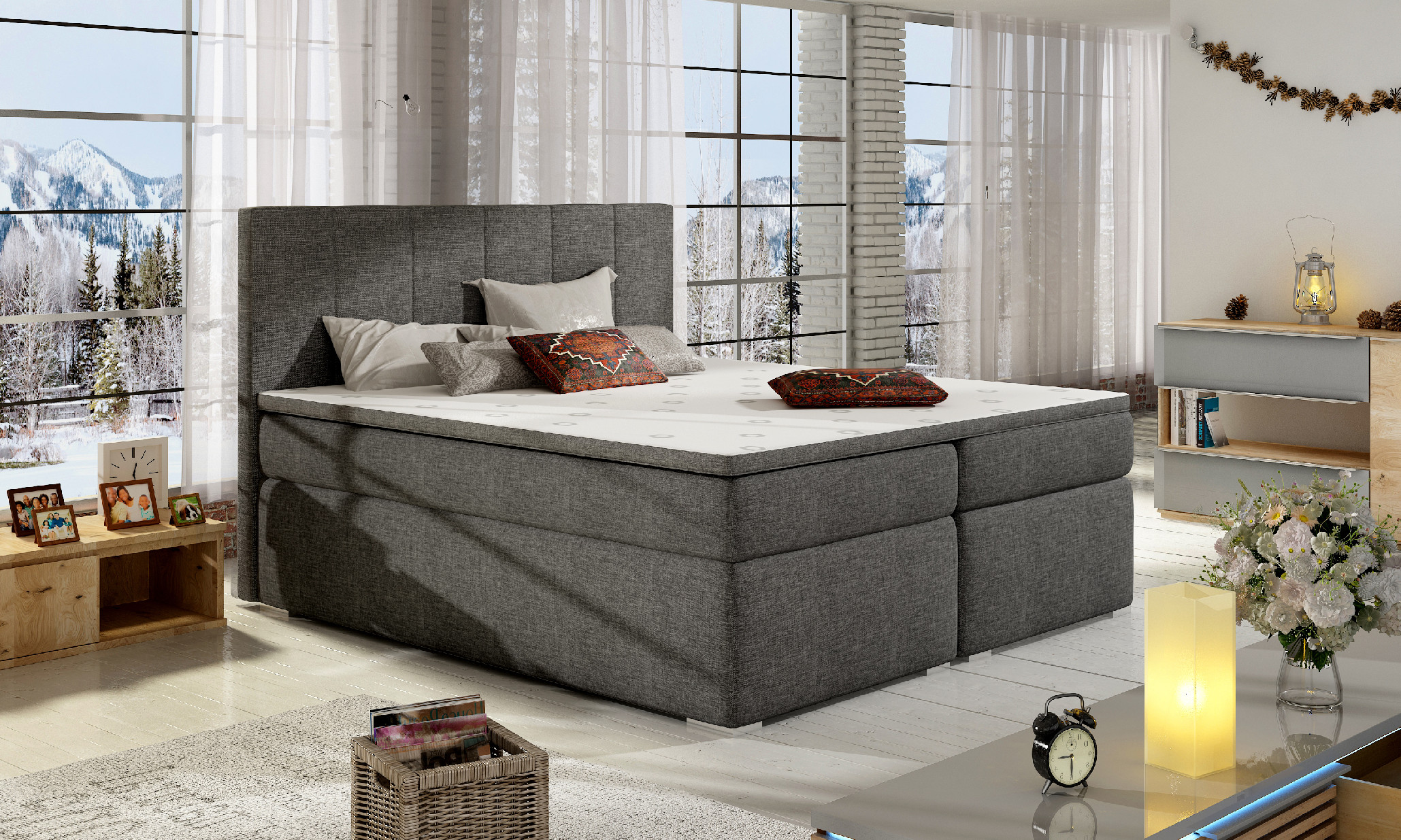 ArtElta Manželská posteľ BOLERO Boxspring | 160 x 200 cm Bolero rozmer: 160x200 cm, Bolero farba: Sawana 26 – Obrázok 2