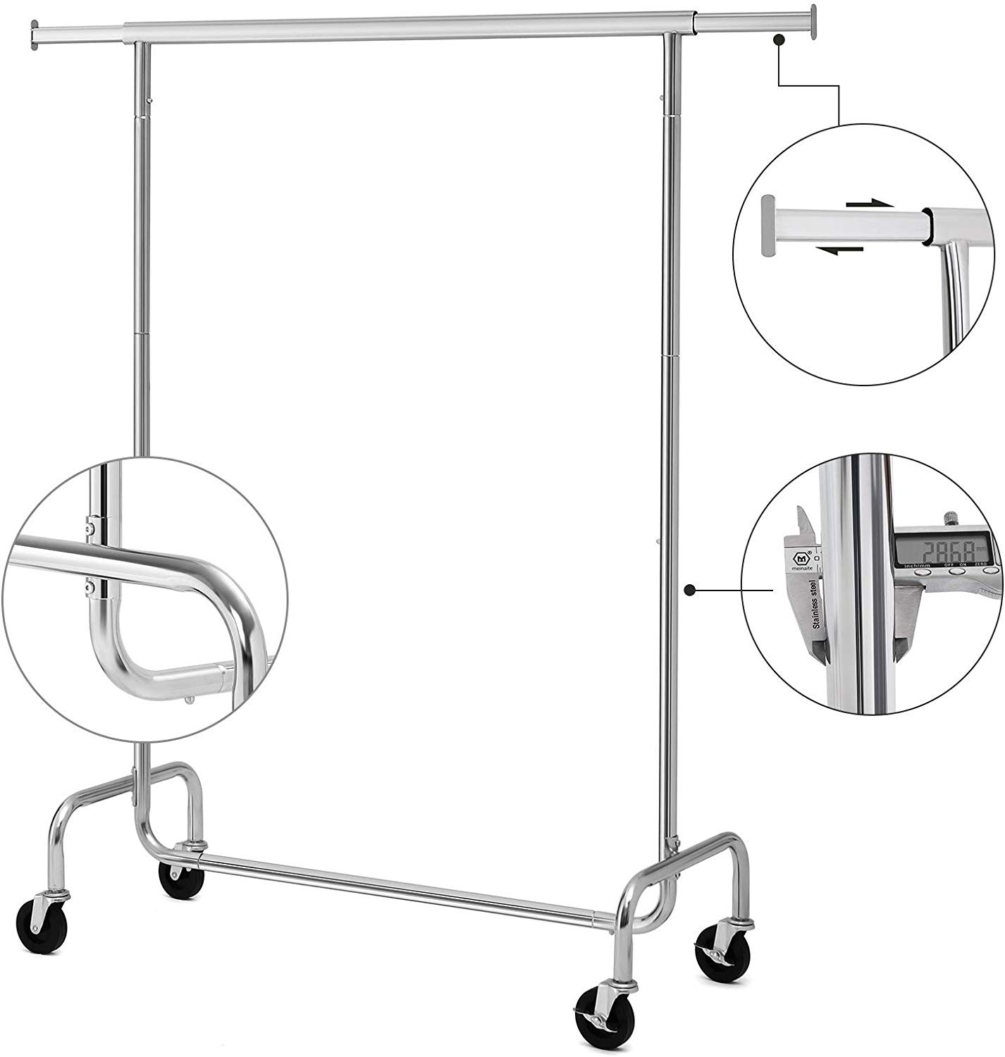 SONGMICS Stojan na šaty pojazdný chrómový 130 Kg – Obrázok 3