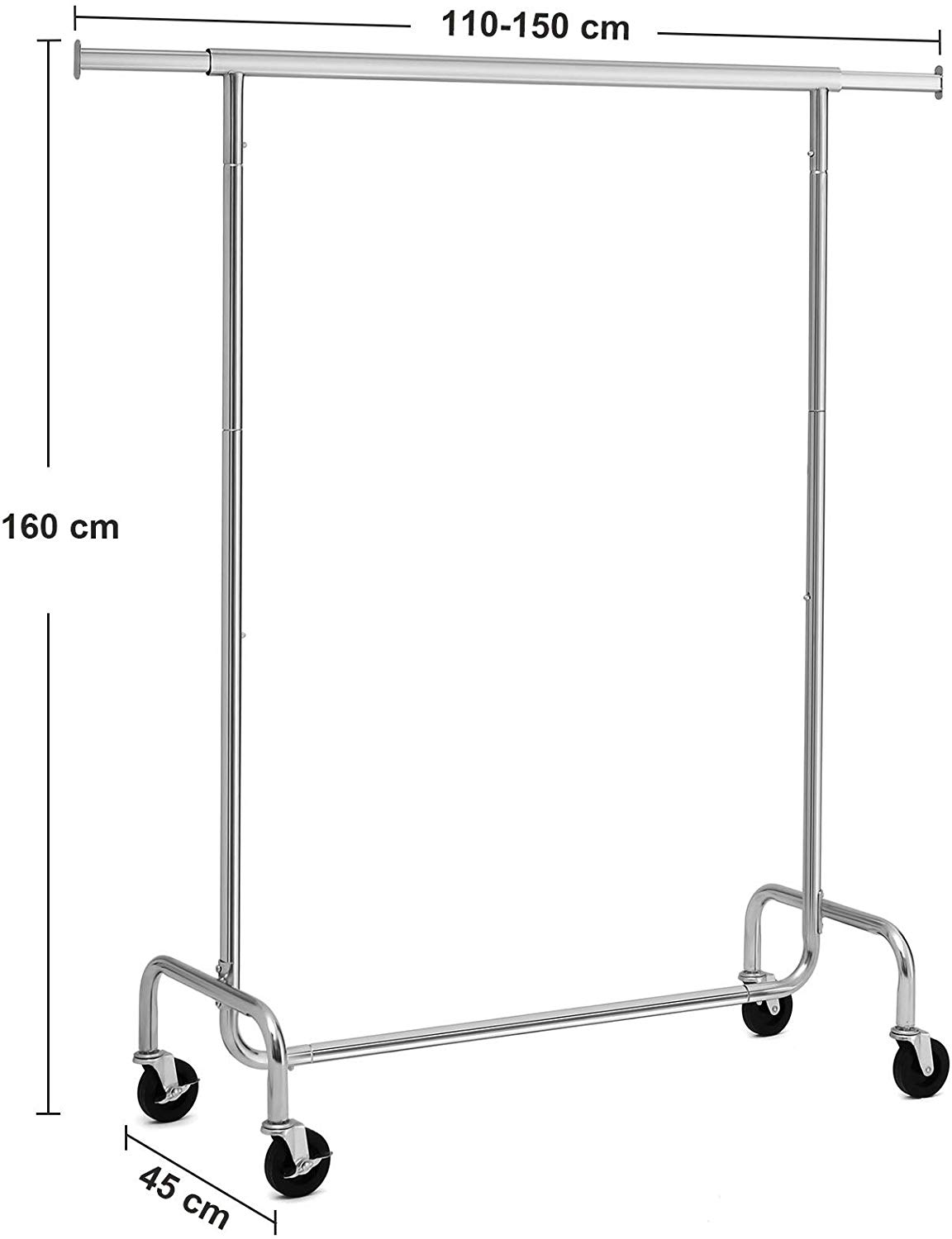 SONGMICS Stojan na šaty pojazdný chrómový 130 Kg – Obrázok 4