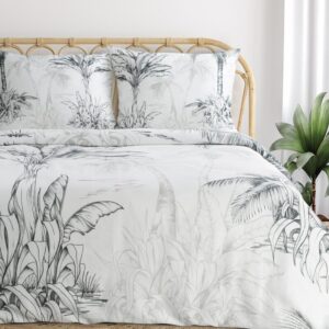 ArtFir Obliečky na jednolôžko SPRING 104 | biela/sivá 140 x 200 cm