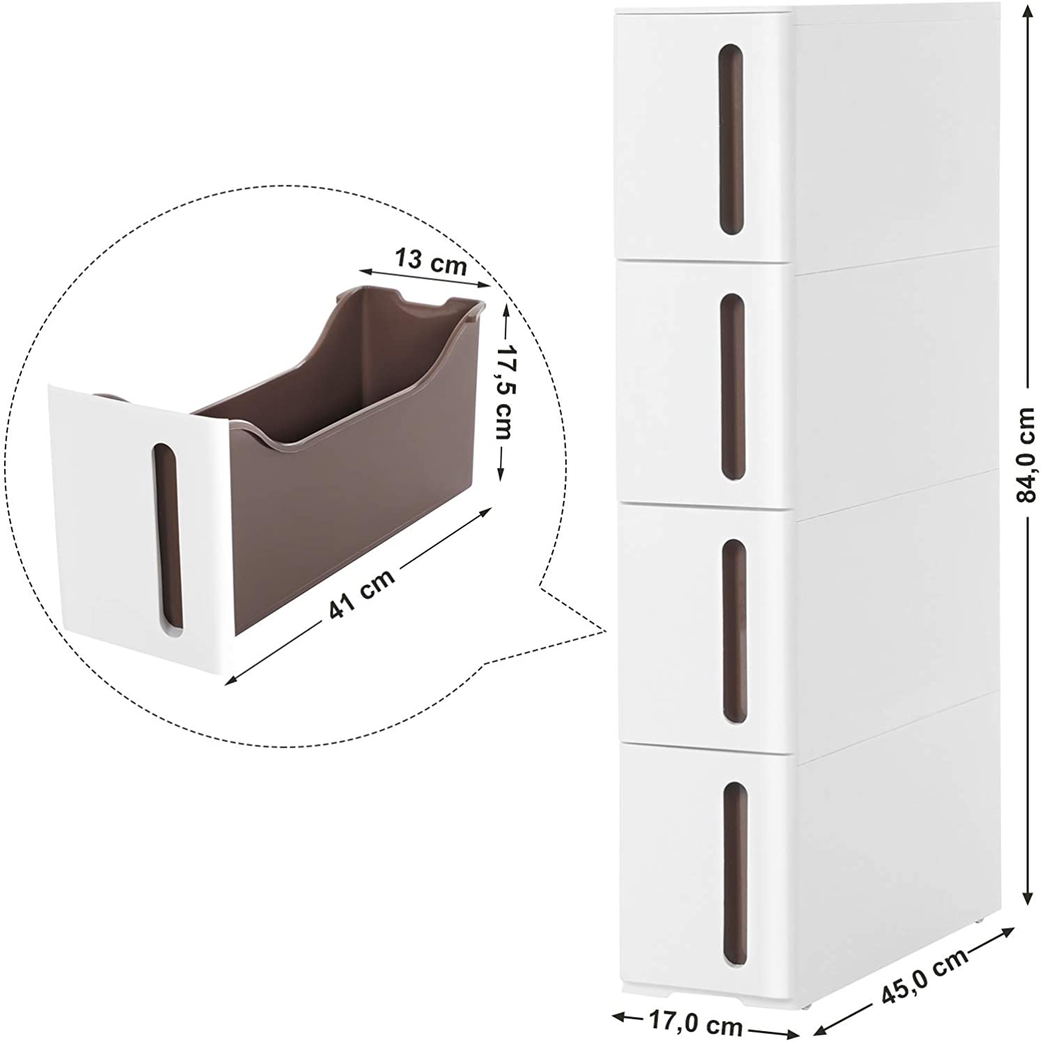 SONGMICS Pojazdný úzky regál so zásuvkami 17x84 cm – Obrázok 8