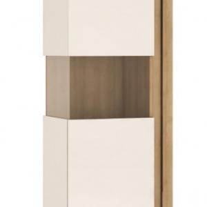 ArtExt Vitrína KALAS V01 Farba: dub riviera / biely lesk, Prevedenie: ľavé