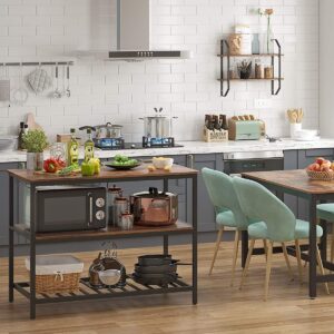 VASAGLE Kuchynský pracovný stôl s dvoma policami 120 x 90 x 60 cm