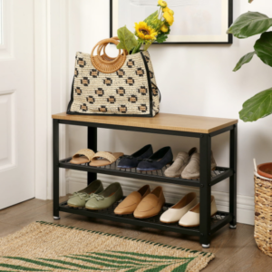 VASAGLE Lavička s botníkom svetlé drevo 73 x 45 x 23 cm