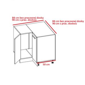 ArtExt Kuchynská linka FLORENCE mat Kuchyňa: Rohová spodná skrinka D12/90 / 84x82x84 cm