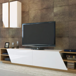 ASIR Obývacia stena ZEBRA biela, teak