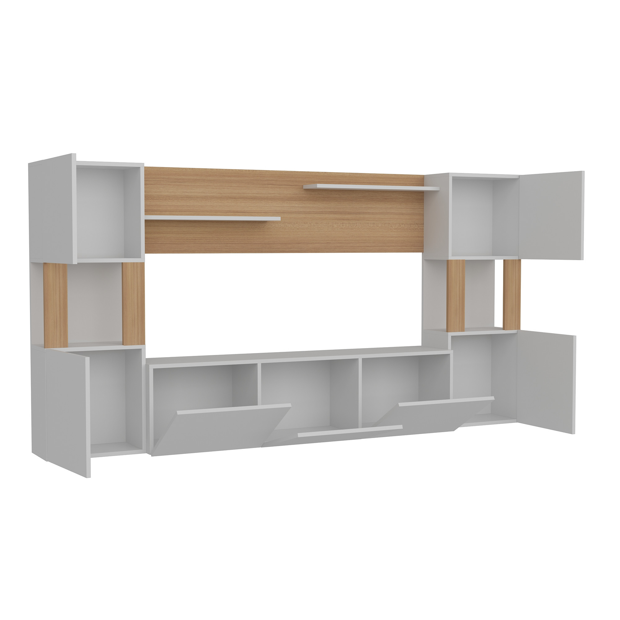 ASIR Obývacia stena LORE biela, teak – Obrázok 6