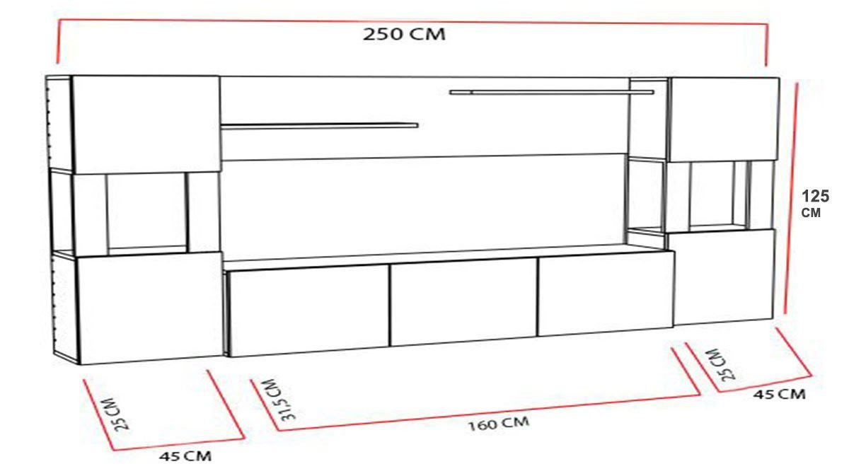 ASIR Obývacia stena LORE biela, teak – Obrázok 7