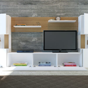 ASIR Obývacia stena LORE biela, teak