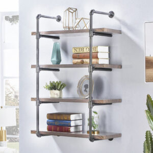 ASIR Kúpeľňová polička RURA 4 orech, čierna