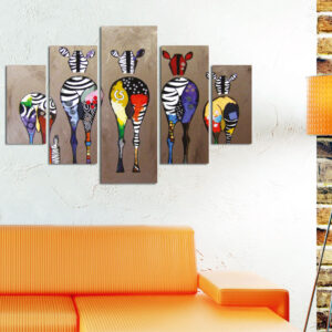 ASIR Súbor obrazov FAREBNÉ ZEBRY 92 cm MDF