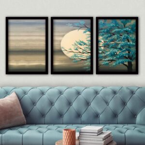 ASIR Súbor nástenných malieb MODRÝ STROM 35 cm