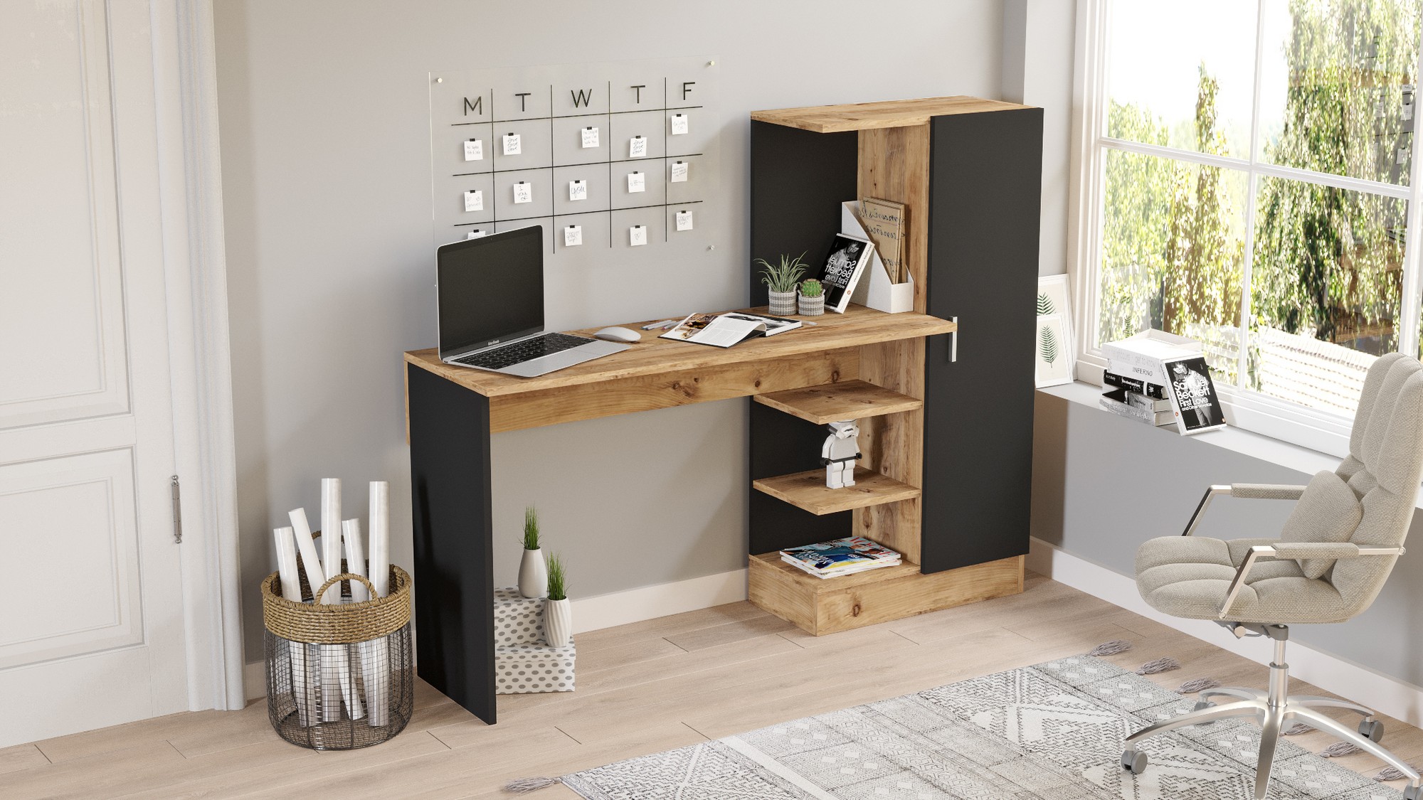 ASIR Stôl TELE borovica atlantic black – Obrázok 3