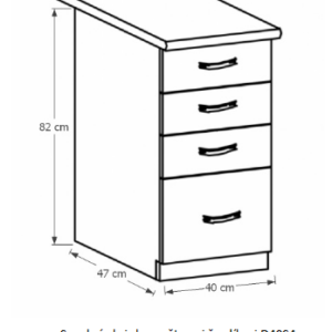 Tempo Kondela Kuchynská linka Provance Provance: Spodná skrinka D40S4 – 40x82x47 cm