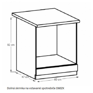 Tempo Kondela Kuchynská linka Provance Provance: Spodná skrinka D60ZK na vstavané spotrebiče  – 60x82x47 cm