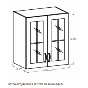Tempo Kondela Kuchynská linka Provance Provance: Horná skrinka G60S – 60x72x32 cm