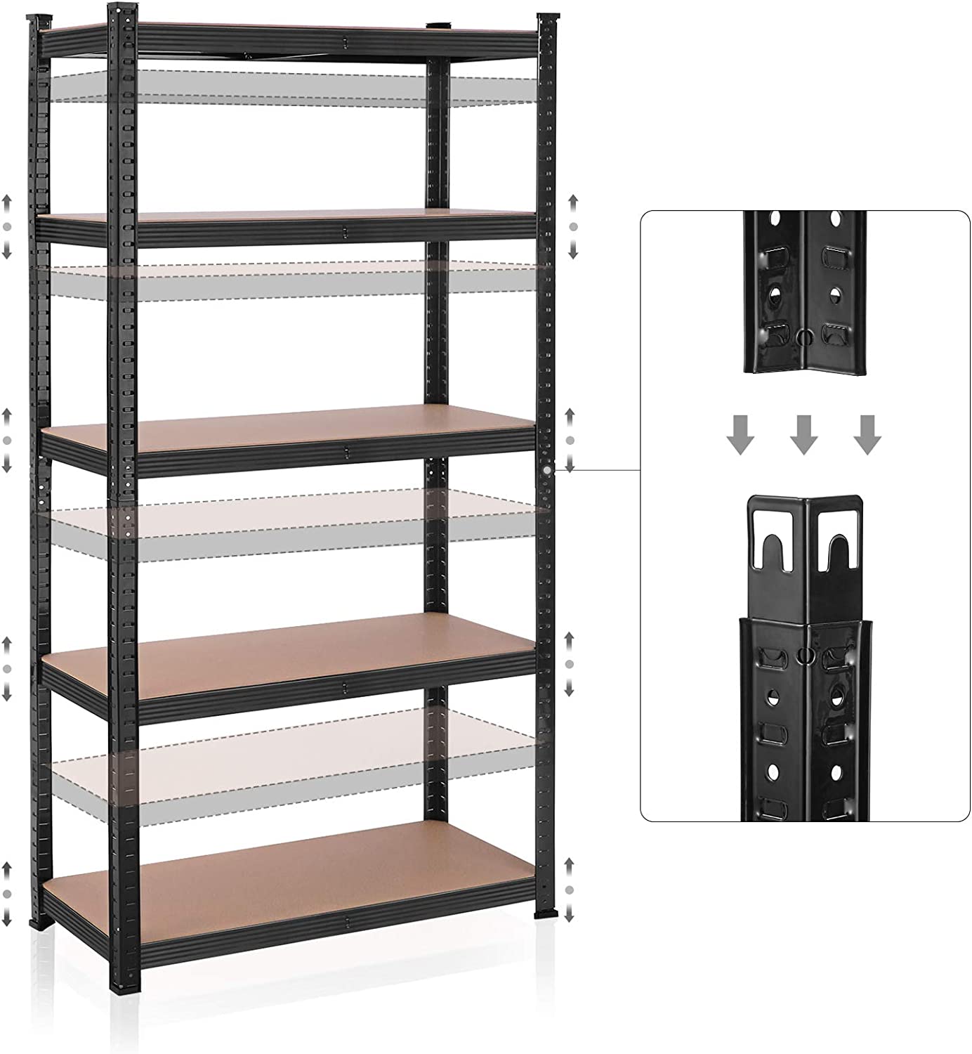 SONGMICS Regál s vysokou nosnosťou 180 x 90 x 40 cm čierny – Obrázok 4