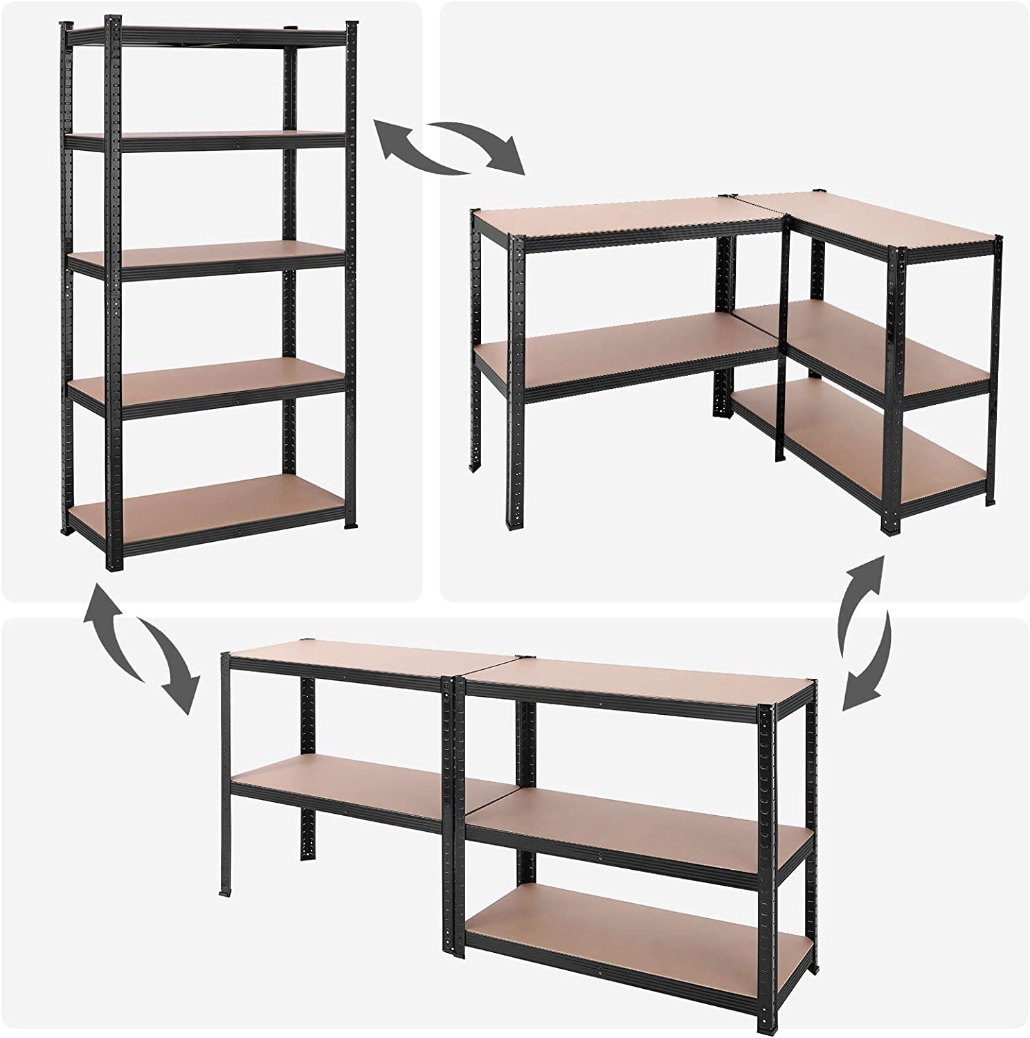 SONGMICS Regál s vysokou nosnosťou 180 x 90 x 40 cm čierny – Obrázok 5