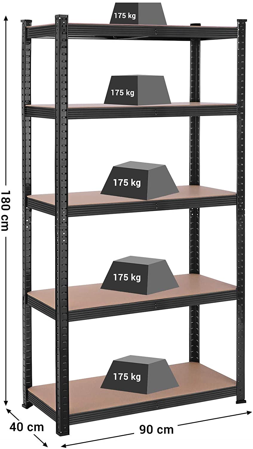 SONGMICS Regál s vysokou nosnosťou 180 x 90 x 40 cm čierny – Obrázok 6