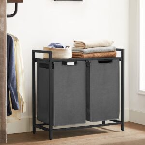 VASAGLE Kôš na bielizeň s kovovým rámom sivý