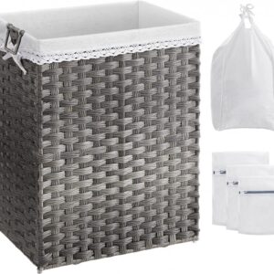 SONGMICS Kôš na bielizeň s kovovým rámom 90 l sivý