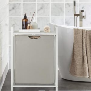 VASAGLE Kôš na bielizeň s kovovým rámom 65 l biely