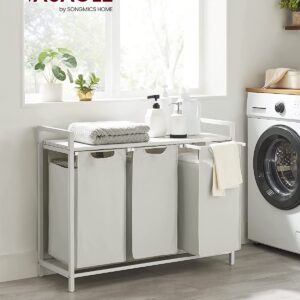 VASAGLE Kôš na bielizeň s kovovým rámom 114 l biely