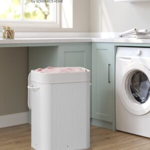 SONGMICS Kôš na bielizeň biely bambusový 72 l