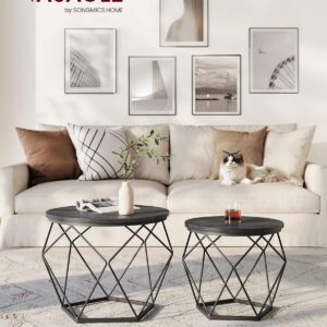 VASAGLE Súprava dvoch okrúhlych konferenčných stolíkov čierna