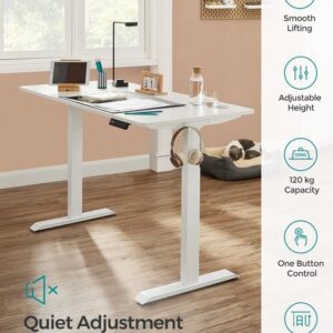 SONGMICS Nastaviteľný elektrický rám stola 107-175 cm biely