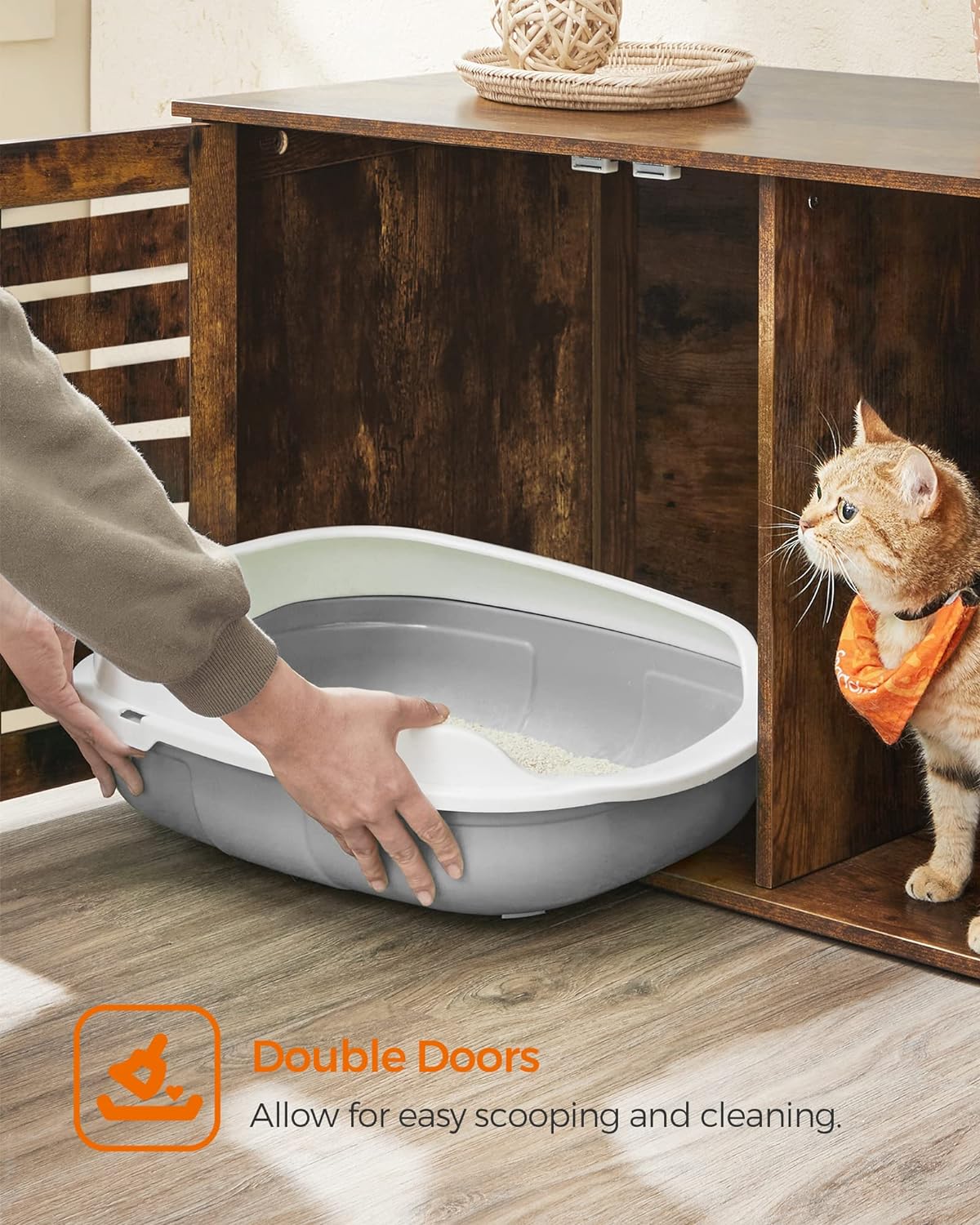 FEANDREA Box na toaletu pre mačky hnedý 80 x 49 x 53 cm – Obrázok 6