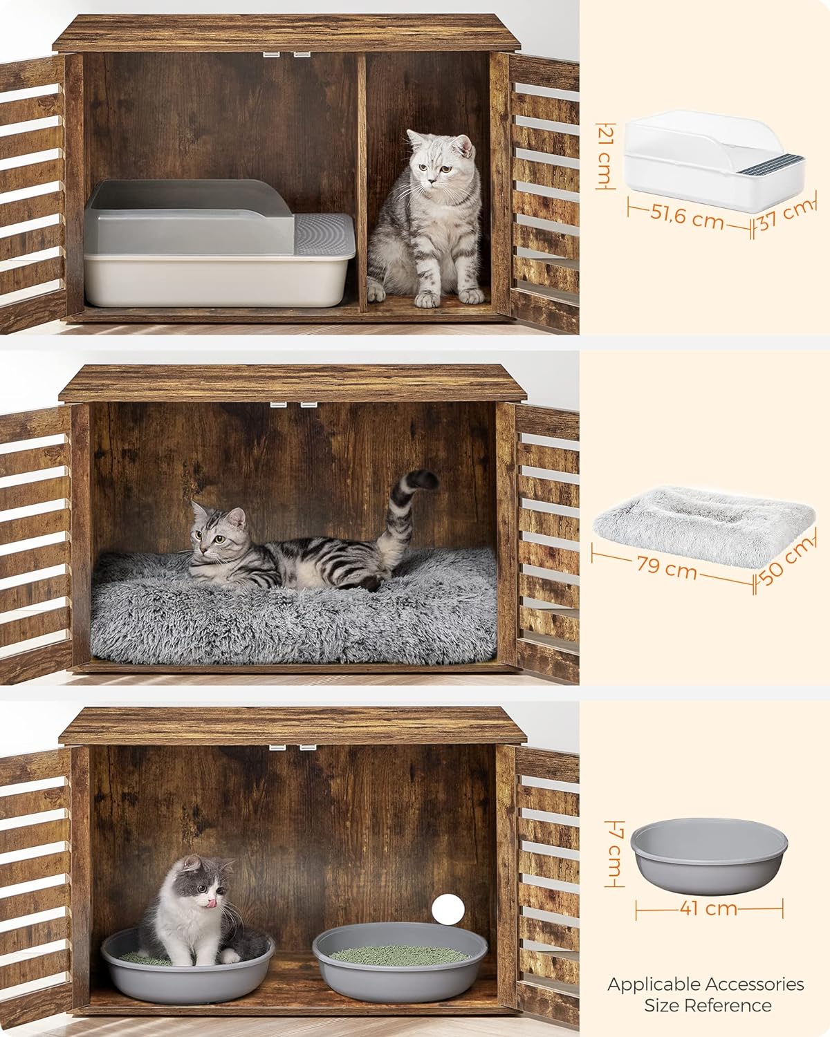 FEANDREA Box na toaletu pre mačky hnedý 80 x 49 x 53 cm – Obrázok 7