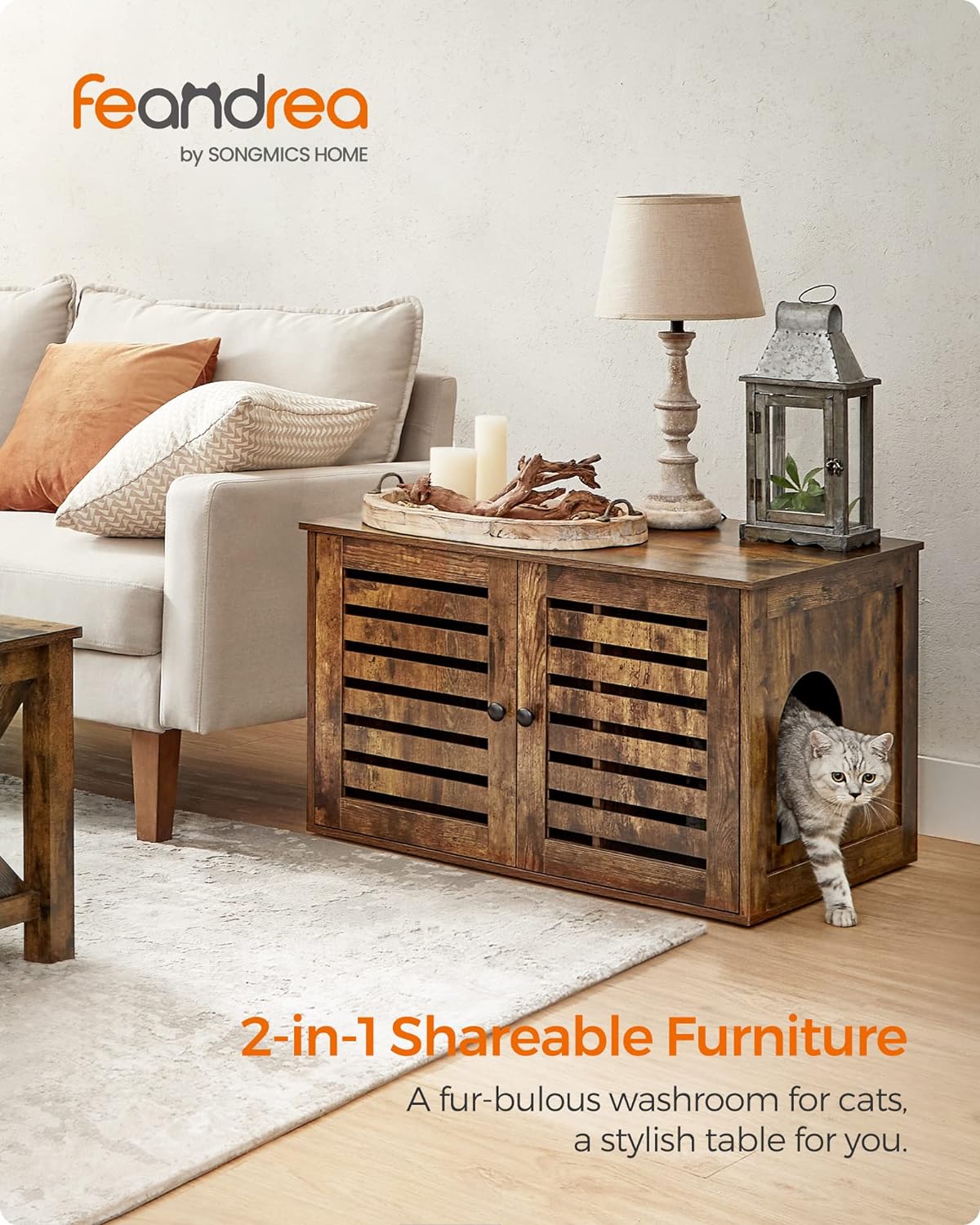 FEANDREA Box na toaletu pre mačky hnedý 80 x 49 x 53 cm – Obrázok 2