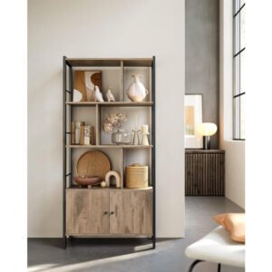 VASAGLE Regál so skrinkou svetlé drevo