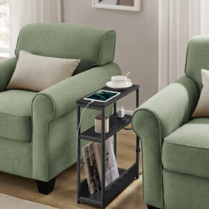 VASAGLE Úzky konferenčný stolík s el. a USB zásuvkou čierny