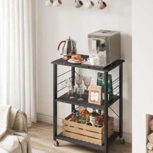 VASAGLE Pojazdná kuchynská polica 60 x 89 x 40 cm čierna