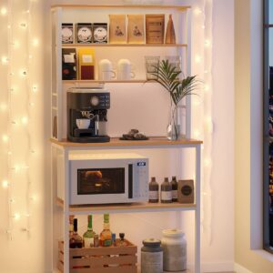 VASAGLE Kuchynský regál 6 políc biele svetlé drevo