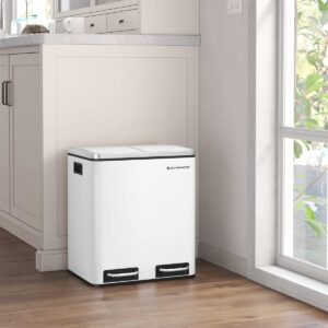 SONGMICS Kôš na triedený odpad 2 x 15 l biely