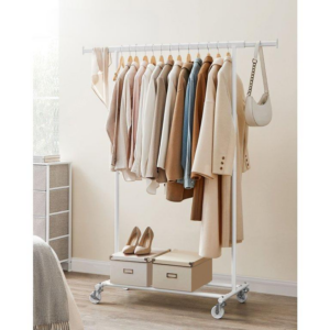 SONGMICS Pojazdný vešiak na oblečenie biely 90 kg