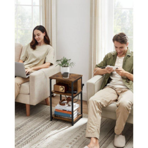 VASAGLE Rozkladací stolík s elektrickou a USB zásuvkou hnedý