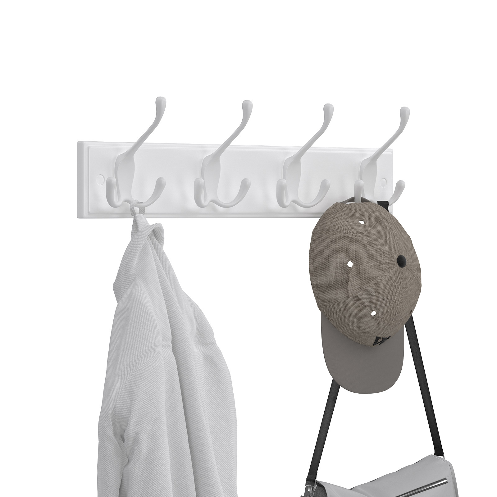 SONGMICS Nástenný vešiak 4 háčiky 40 cm biely – Obrázok 2