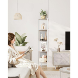 VASAGLE Rohová polica BOHO 32 x 156 x 32 cm biela