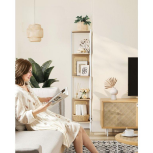 VASAGLE Rohová polica BOHO 32 x 156 x 32 cm béžová