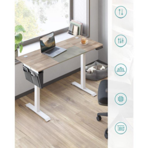 SONGMICS Elektrický skladací stôl 140 x 60 cm bielo-sivý