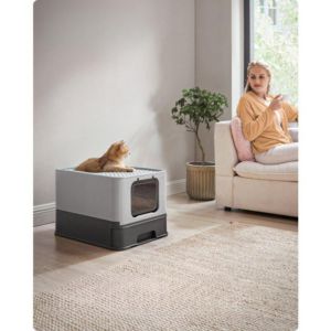 FEANDREA Skladacia plastová toaleta pre mačky veľkosť L tmavo sivá