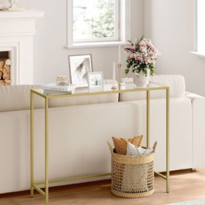 VASAGLE Konzolový stolík so sklenenou doskou 100 x 80 x 20 zlatá