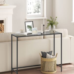 VASAGLE Konzolový stolík sklenená doska 100 x 80 x 20 čierna